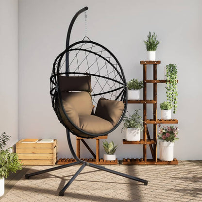 Hängesessel Ei-Design Mit Ständer Rattan Und Stahl