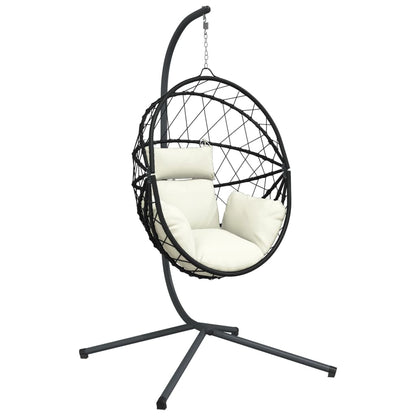 Hängesessel Ei-Design Mit Ständer Rattan Und Stahl