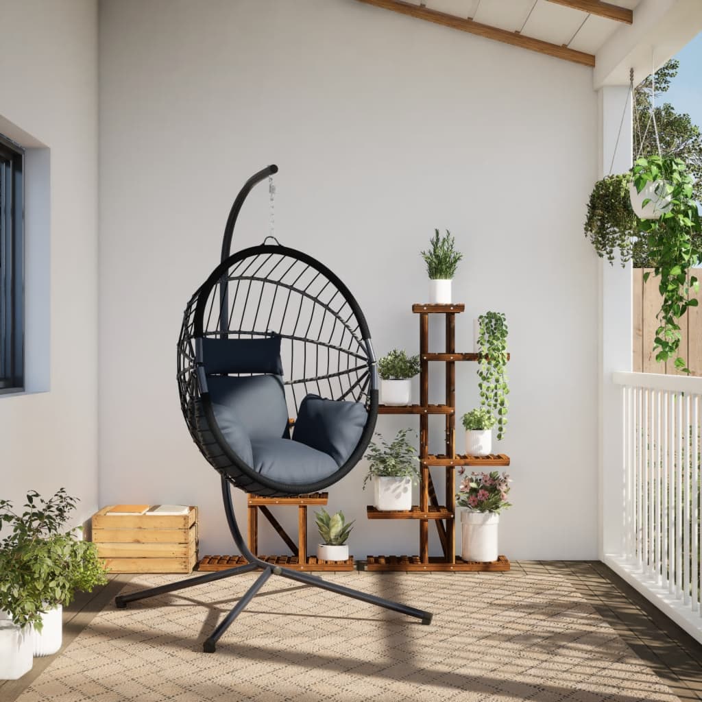 Hängesessel Ei-Design Mit Ständer Rattan Und Stahl