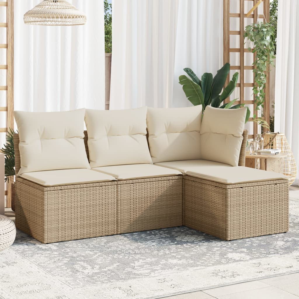 5-Tlg. Garten-Sofagarnitur Mit Kissen Braun Poly Rattan