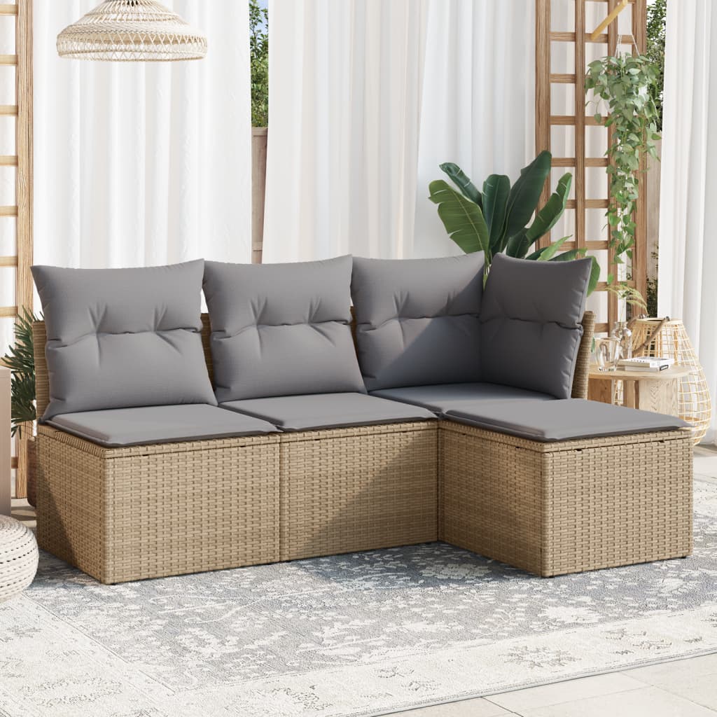 5-Tlg. Garten-Sofagarnitur Mit Kissen Braun Poly Rattan