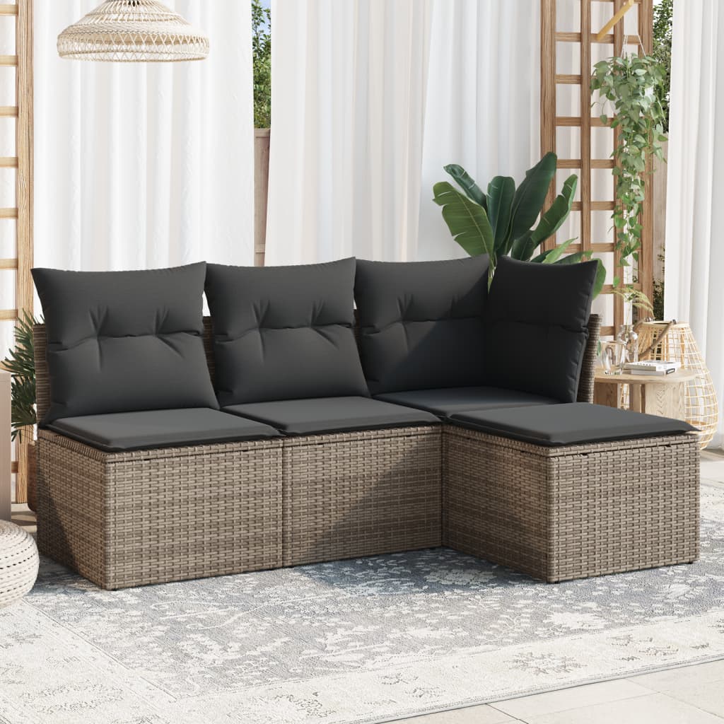 5-Tlg. Garten-Sofagarnitur Mit Kissen Braun Poly Rattan