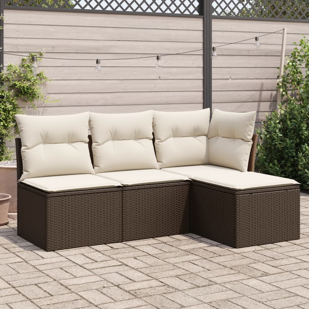 5-Tlg. Garten-Sofagarnitur Mit Kissen Braun Poly Rattan