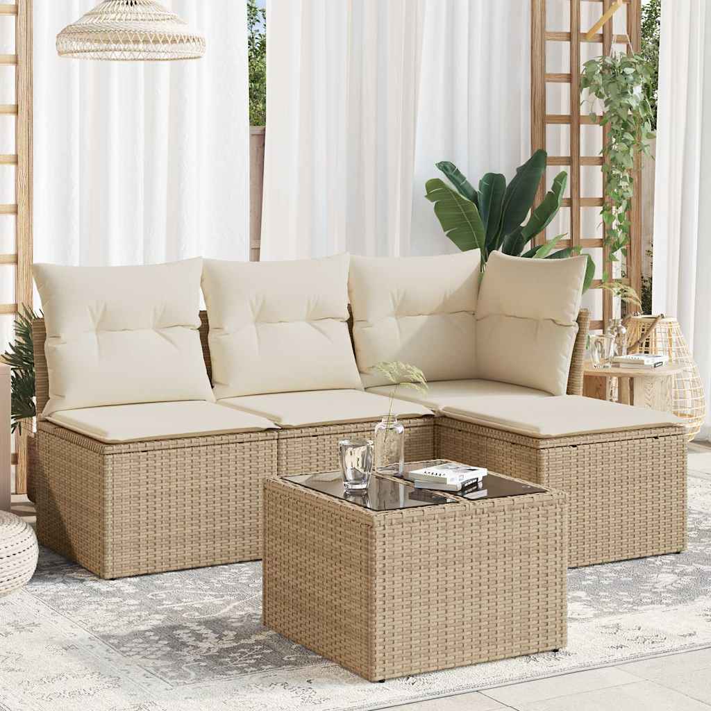 5-Tlg. Garten-Sofagarnitur Mit Kissen Braun Poly Rattan