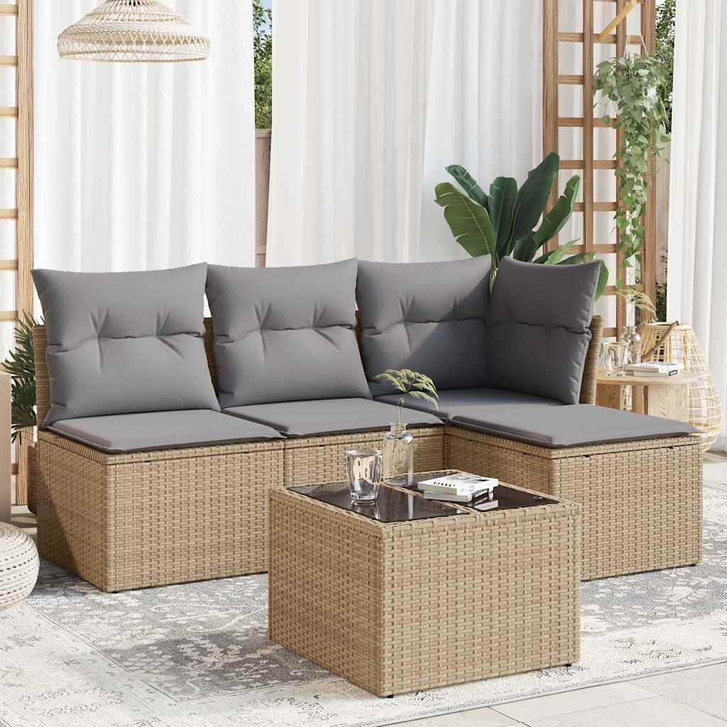 5-Tlg. Garten-Sofagarnitur Mit Kissen Braun Poly Rattan