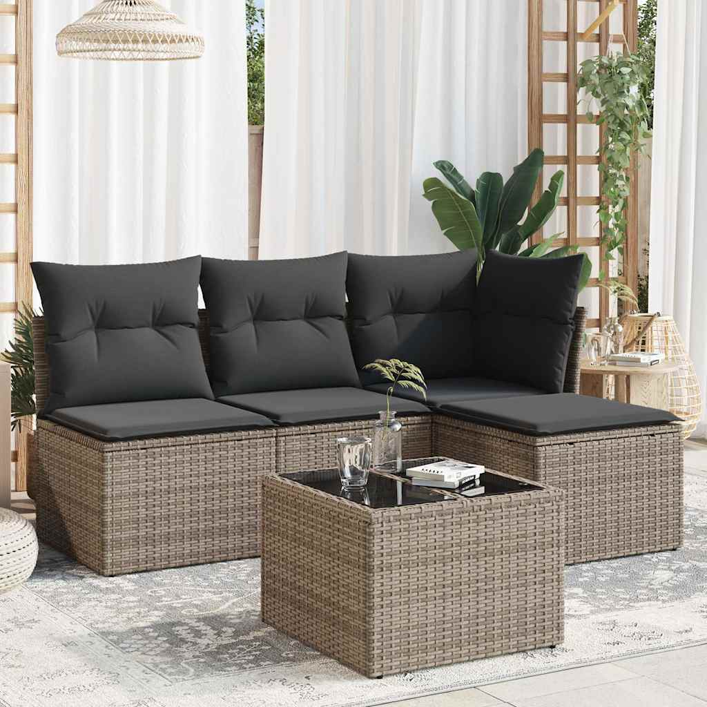 5-Tlg. Garten-Sofagarnitur Mit Kissen Braun Poly Rattan