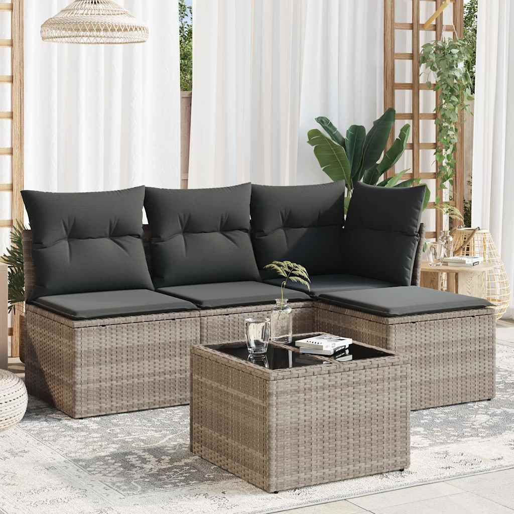 5-Tlg. Garten-Sofagarnitur Mit Kissen Braun Poly Rattan