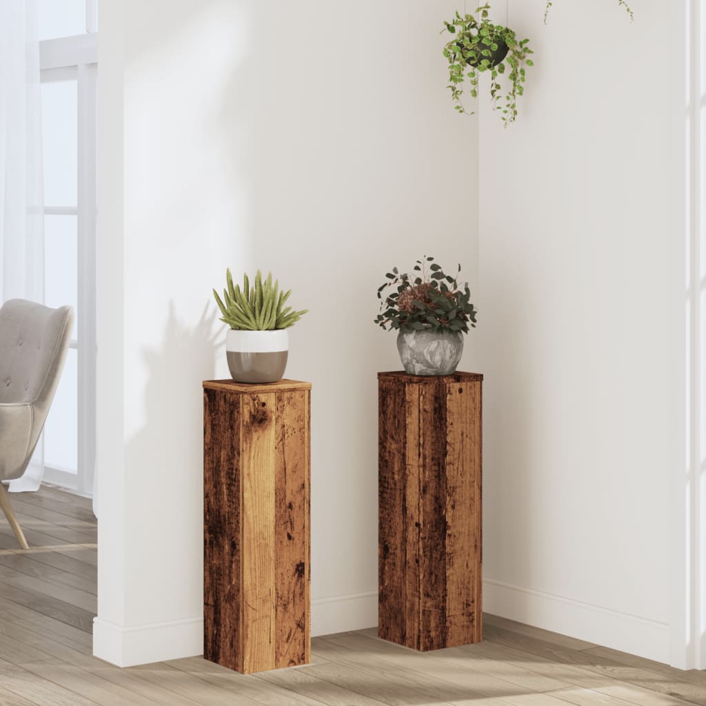 Pflanzenständer 2 Stk. -Optik Holzwerkstoff Altholz