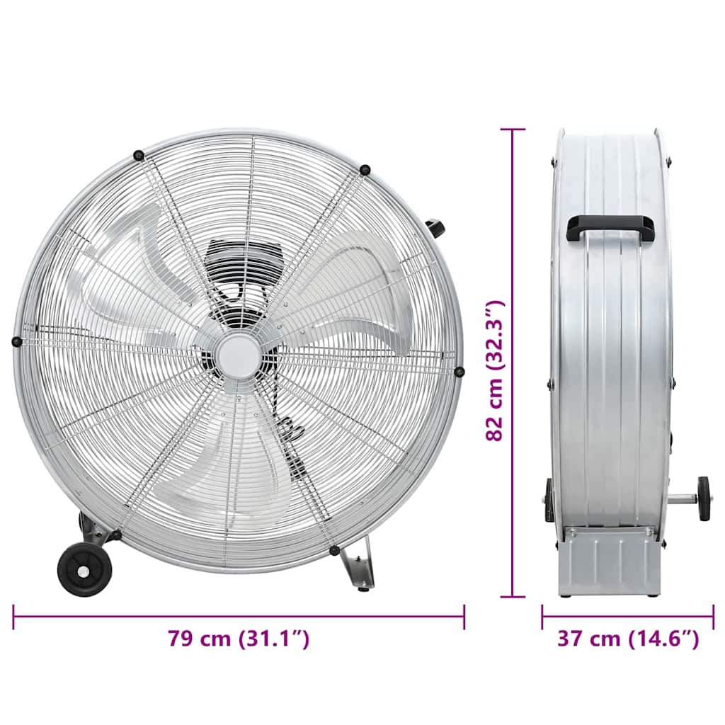 Trommelventilator Mit Rad 79 X 37 X 82 Cm Aluminium