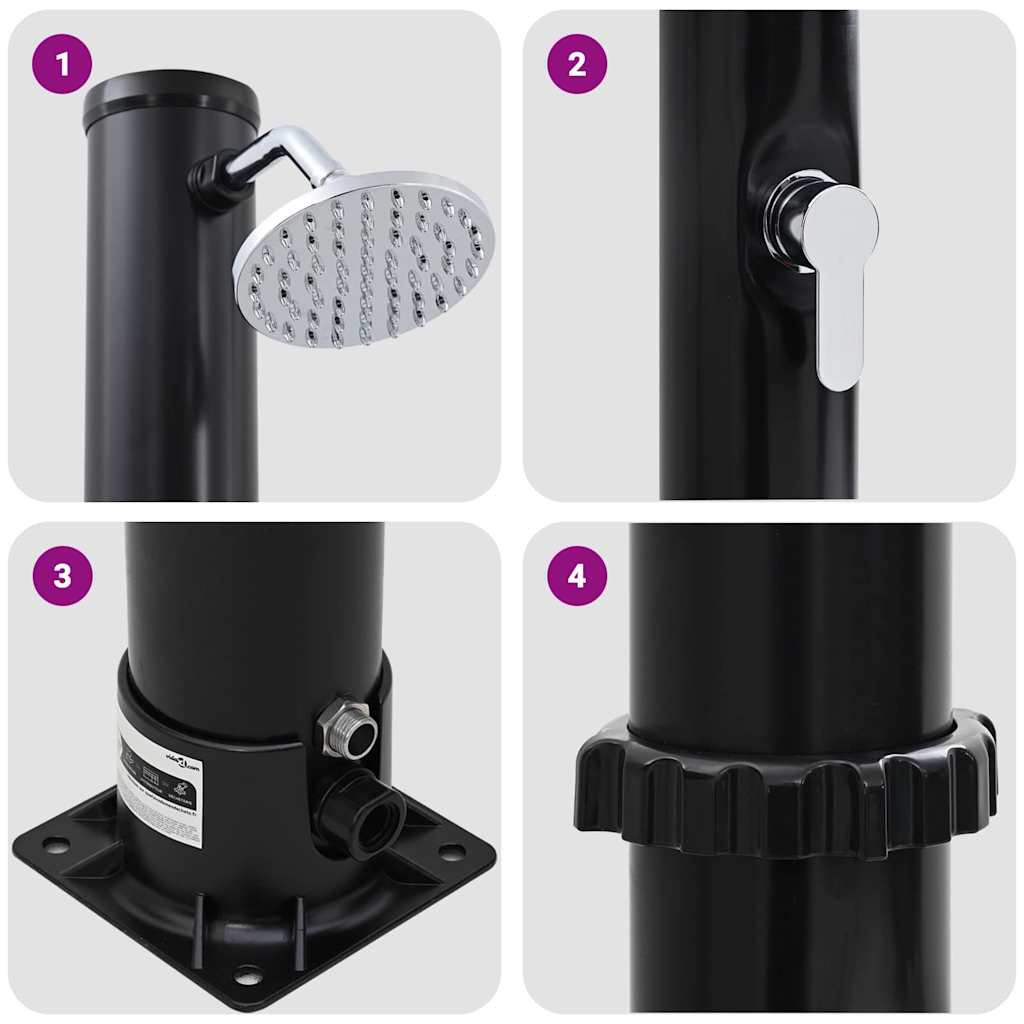 Außen Solardusche Schwarz 217 Cm Pvc Und Aluminium