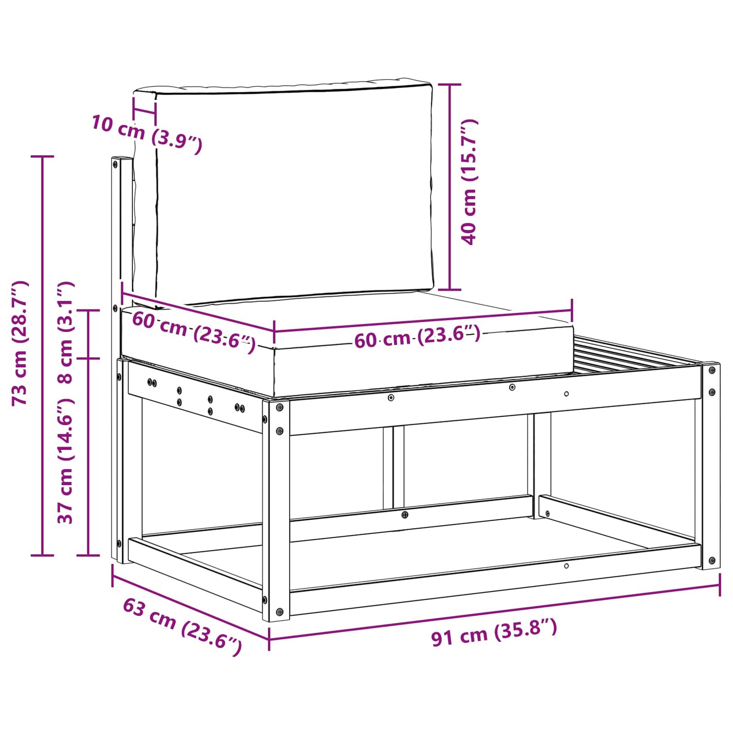Outdoor-Sofagarnitur Mit Kissen 2 Pcs