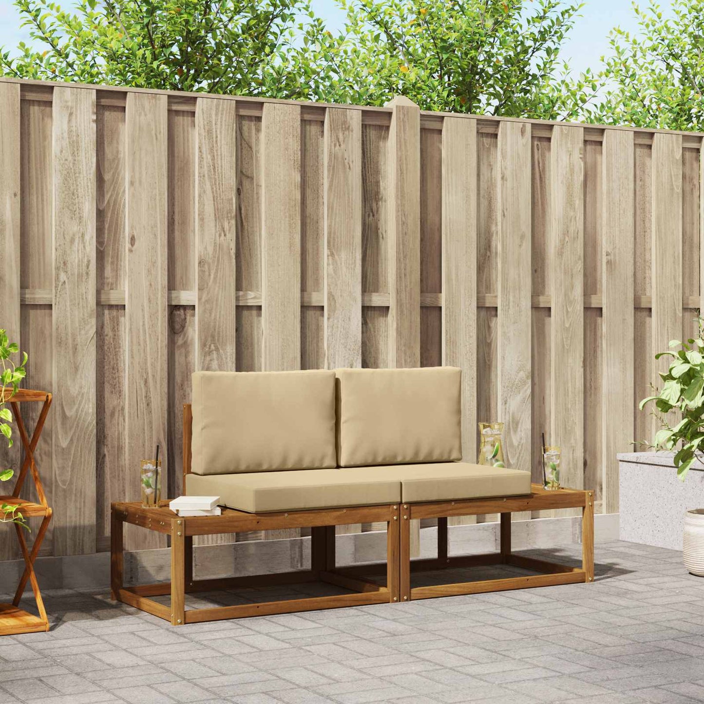 Outdoor-Sofagarnitur Mit Kissen 2 Pcs