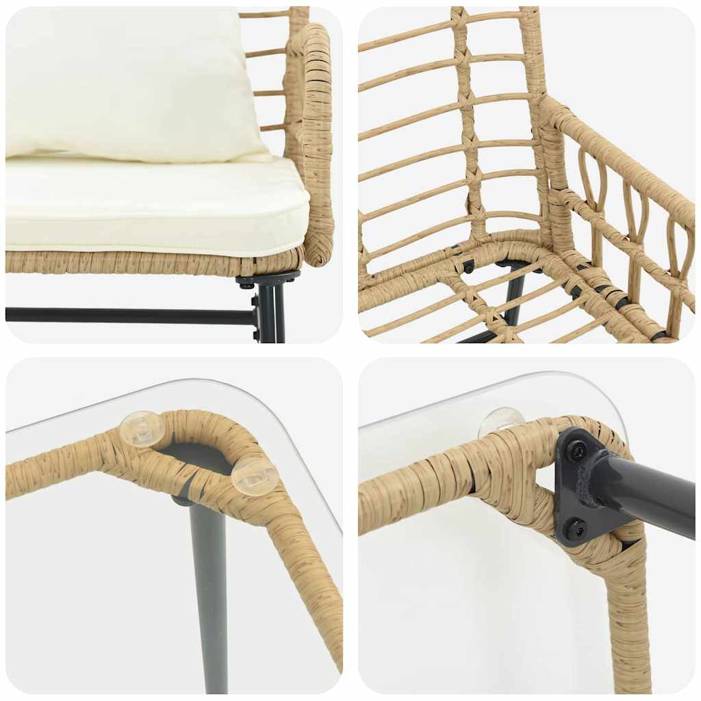 Gartenmöbel Set 4 Pcs Schwarz Und Anthrazit Poly-Rattan