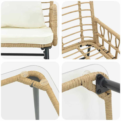 Gartenmöbel Set 4 Pcs Schwarz Und Anthrazit Poly-Rattan