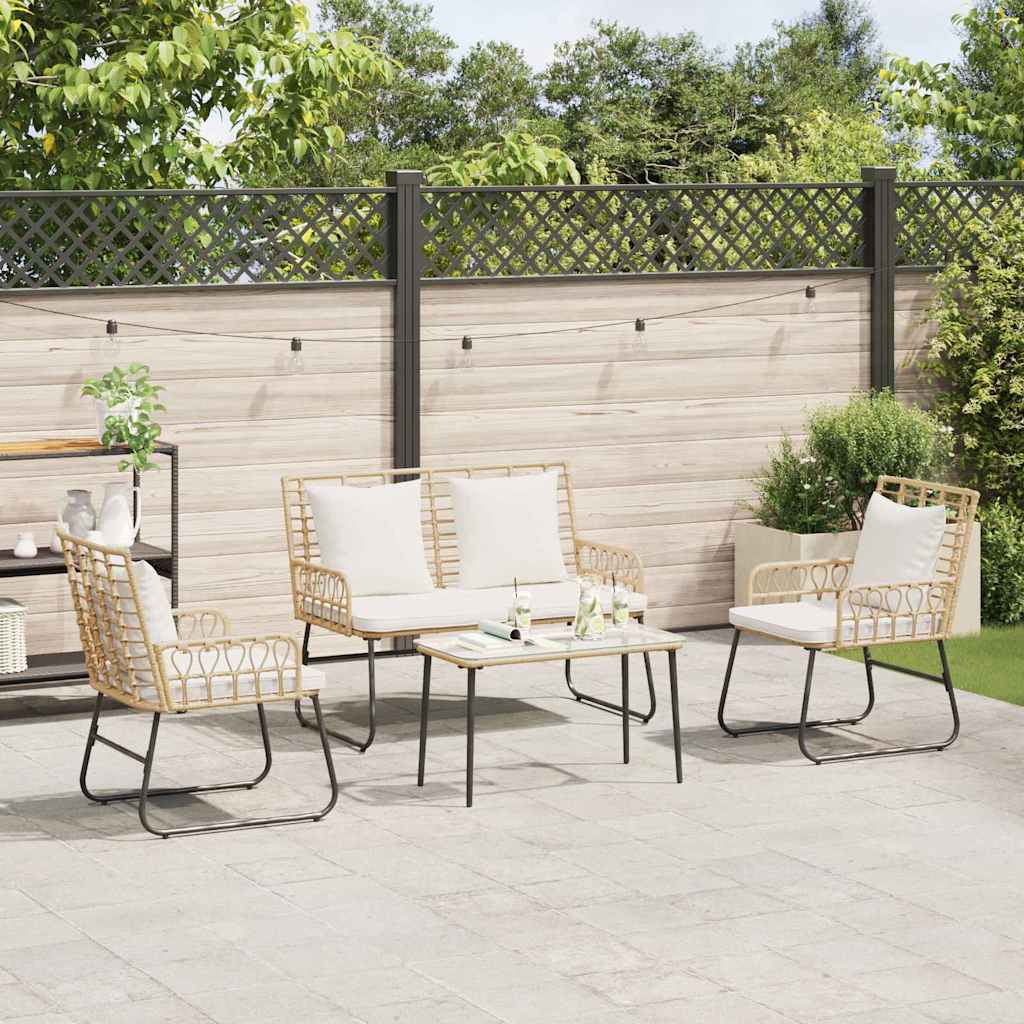 Gartenmöbel Set 4 Pcs Schwarz Und Anthrazit Poly-Rattan