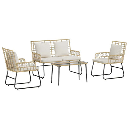 Gartenmöbel Set 4 Pcs Schwarz Und Anthrazit Poly-Rattan