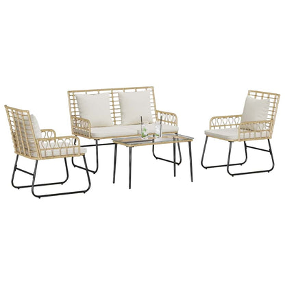 Gartenmöbel Set 4 Pcs Schwarz Und Anthrazit Poly-Rattan