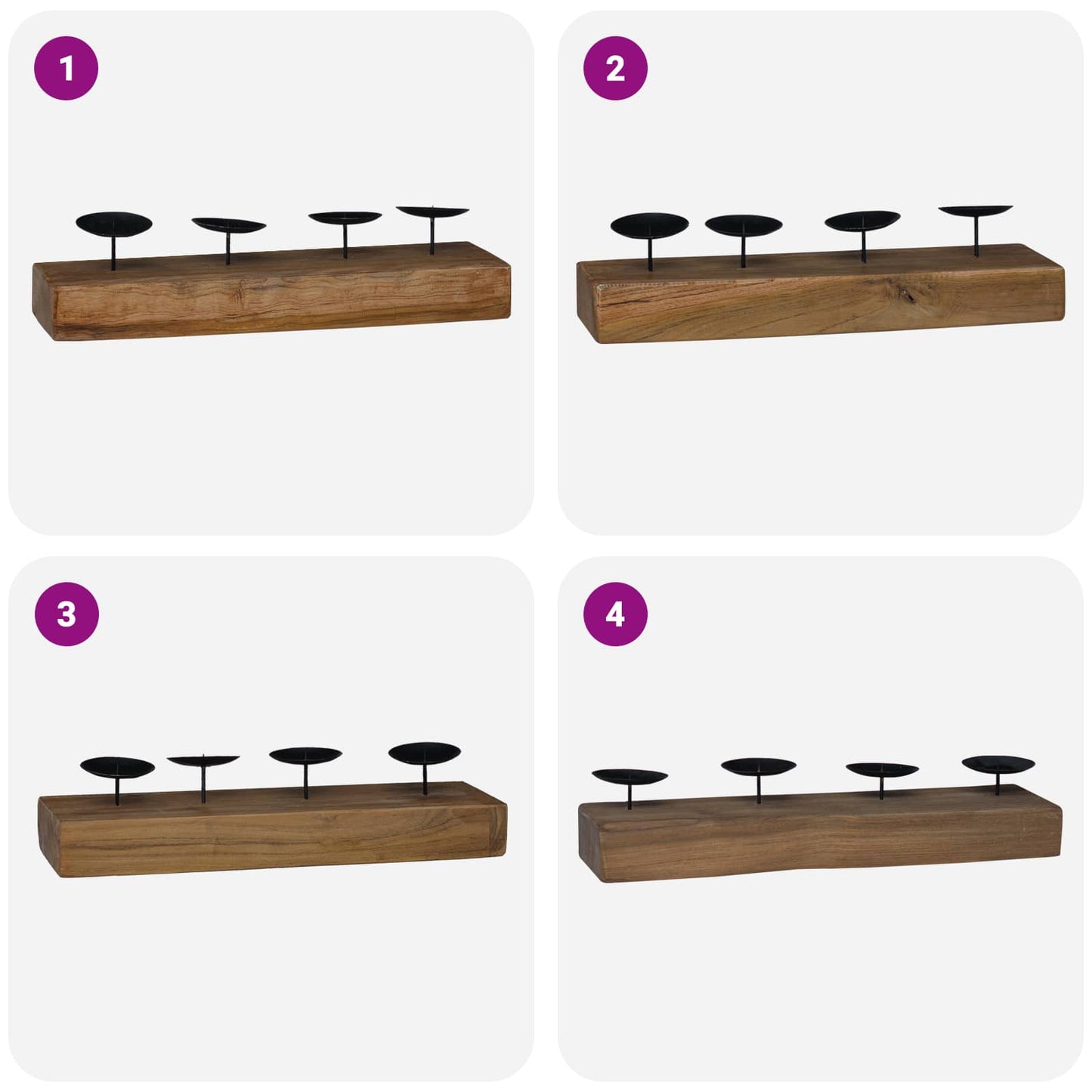 Kerzenhalter Natur 50 X 15 X 10 Cm Massivholz Teak