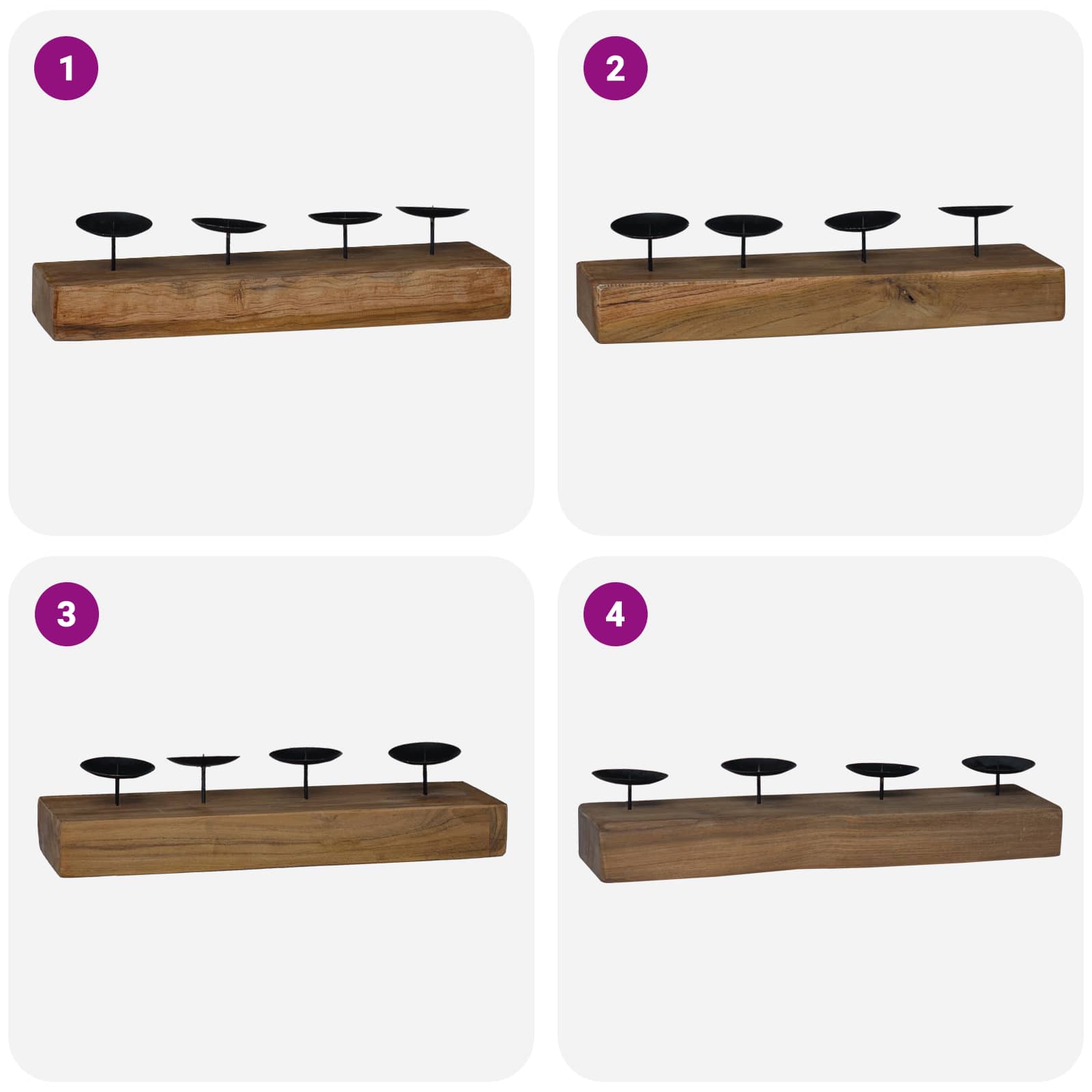 Kerzenhalter Natur 50 X 15 X 10 Cm Massivholz Teak