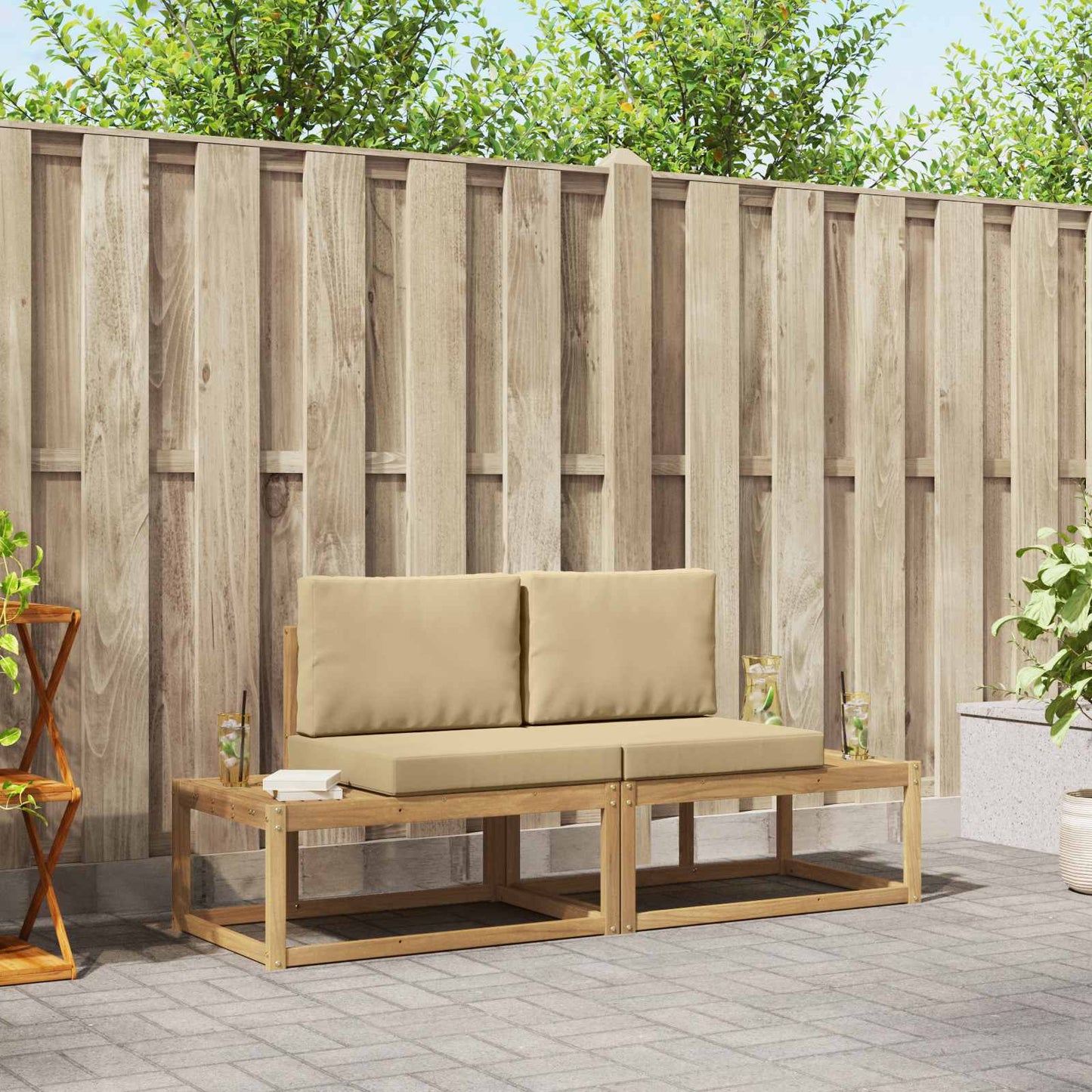 Outdoor-Sofagarnitur Mit Kissen 2 Pcs