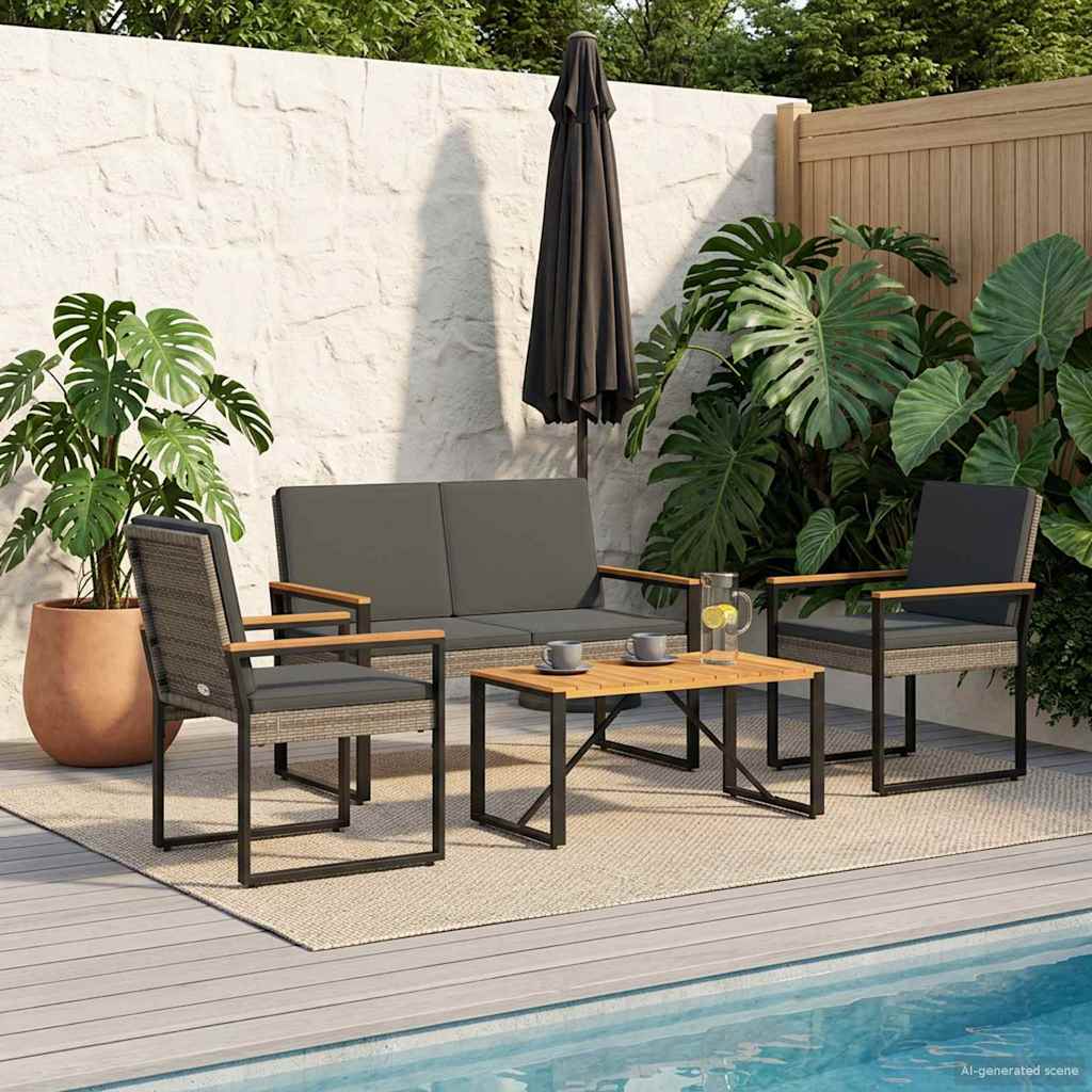 Gartenmöbel Set 3 Pcs Poly-Rattan