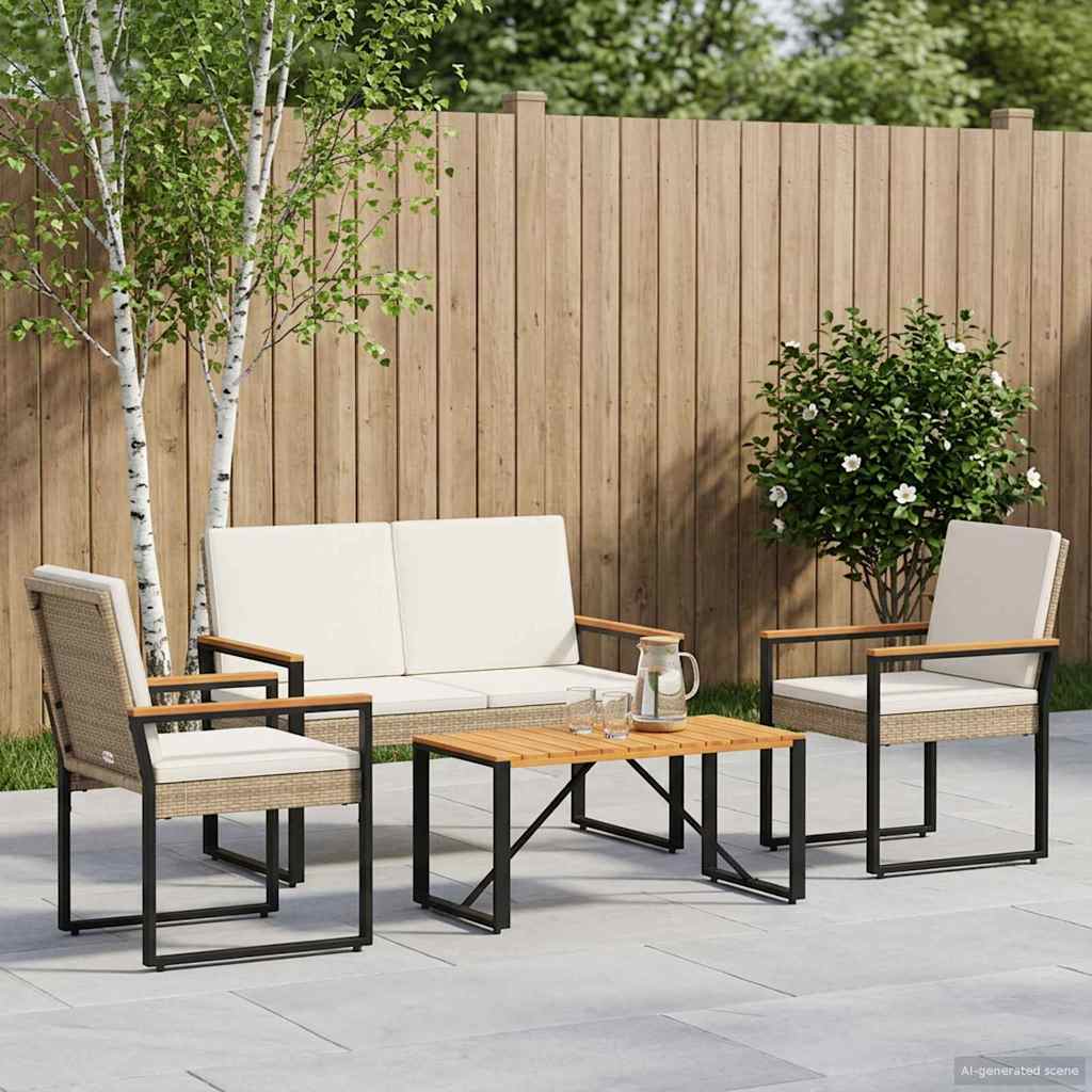 Gartenmöbel Set 3 Pcs Poly-Rattan