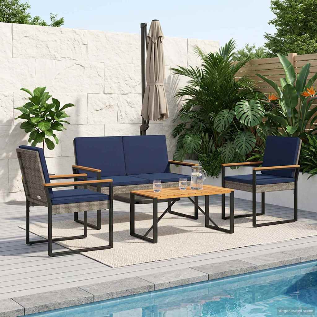 Gartenmöbel Set 3 Pcs Poly-Rattan