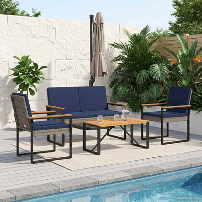 Gartenmöbel Set 3 Pcs Poly-Rattan
