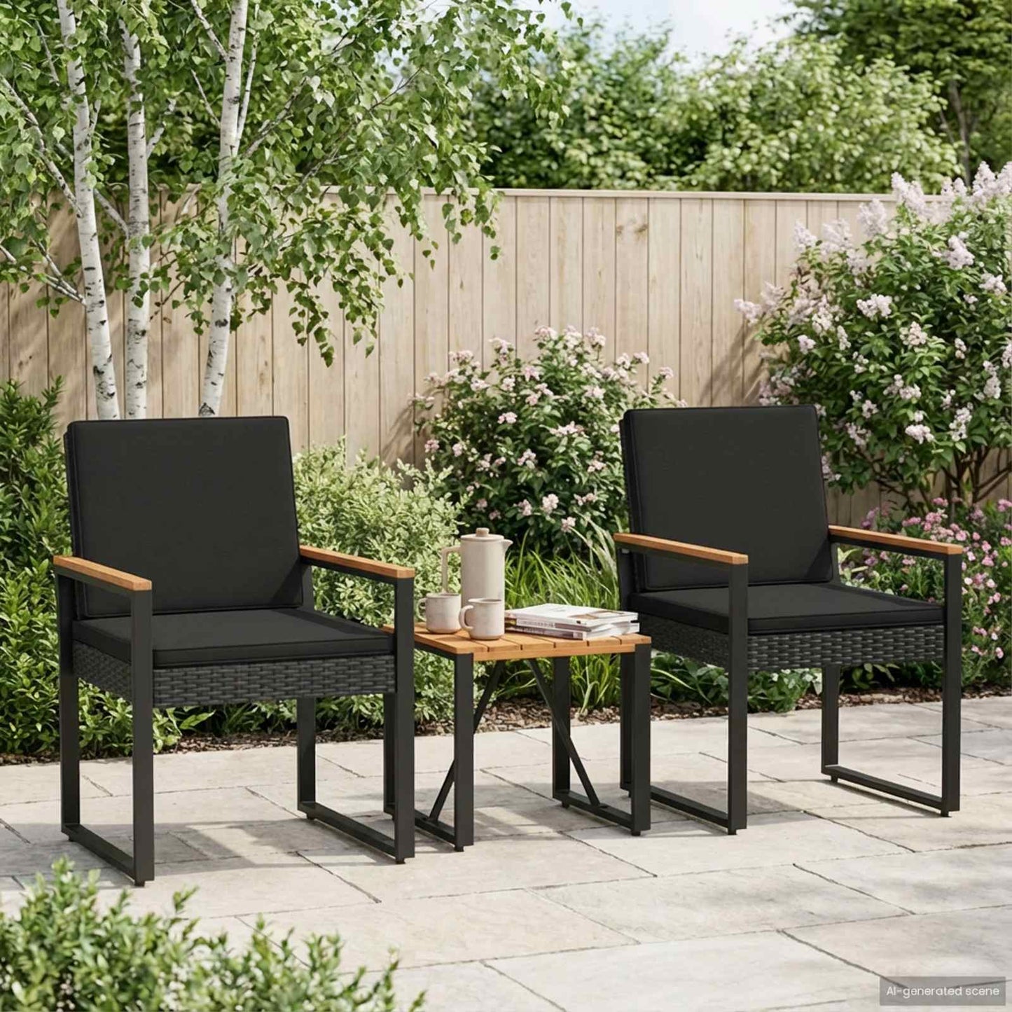 Gartenmöbel Set 3 Pcs Poly-Rattan