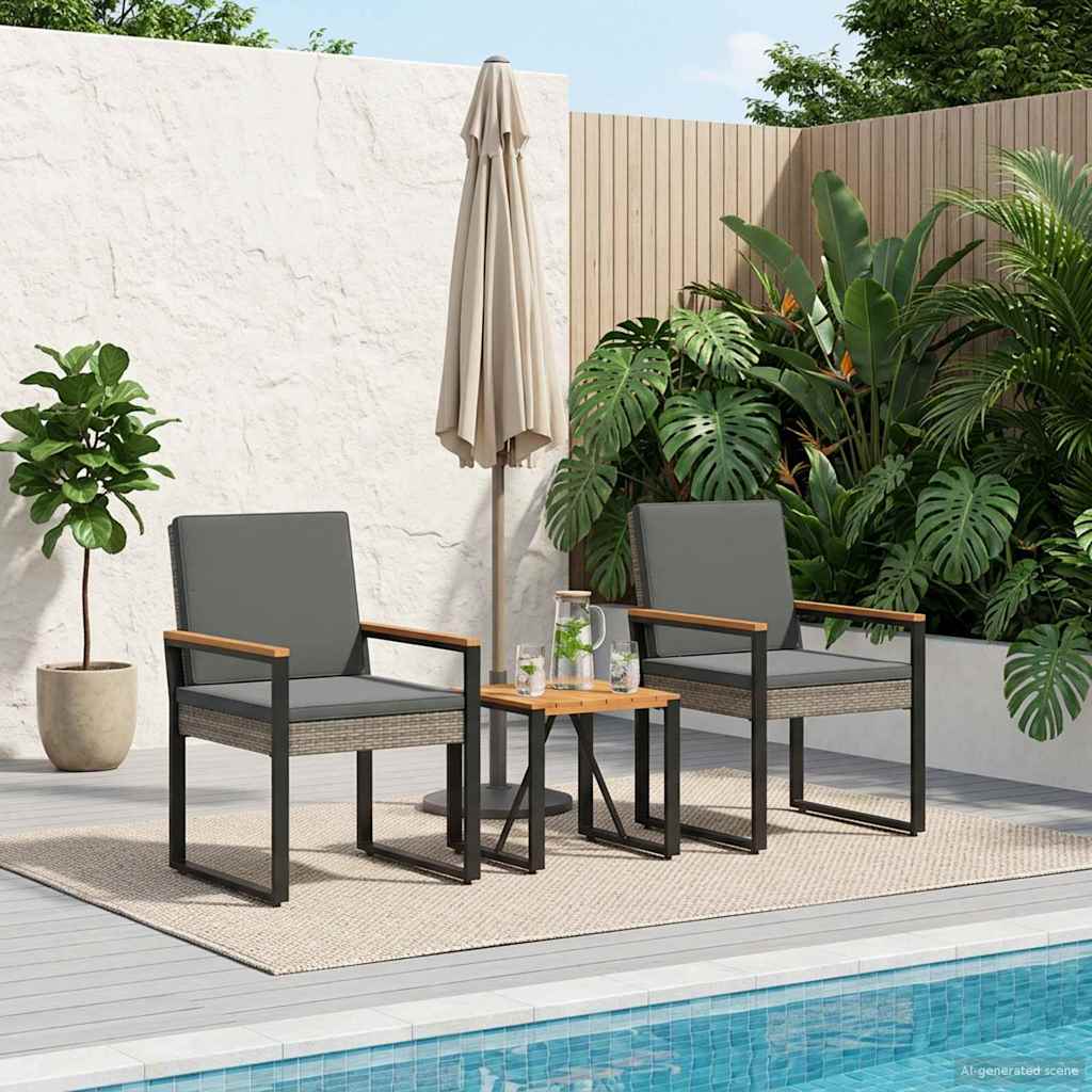 Gartenmöbel Set 3 Pcs Poly-Rattan