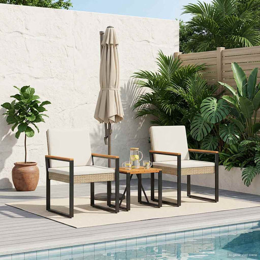 Gartenmöbel Set 3 Pcs Poly-Rattan
