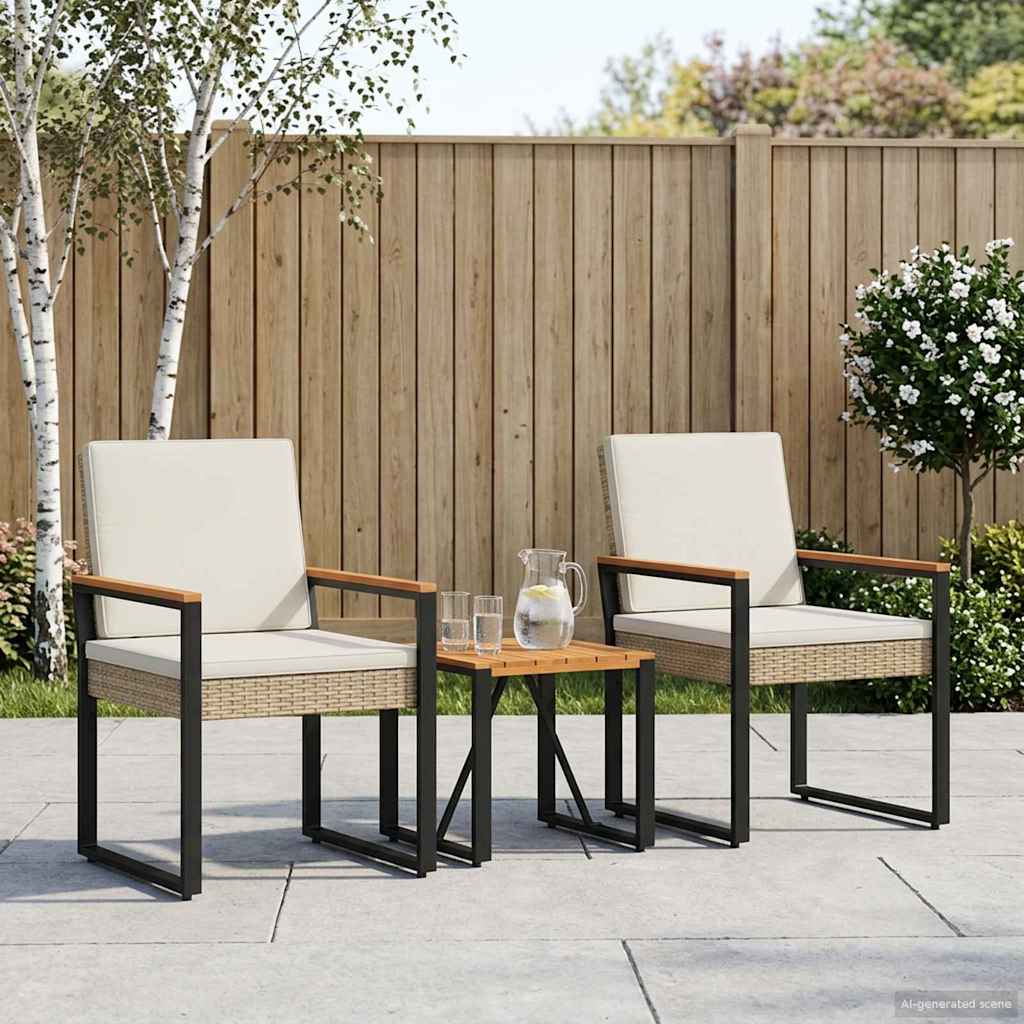 Gartenmöbel Set 3 Pcs Poly-Rattan