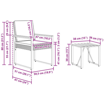 Gartenmöbel Set 3 Pcs Poly-Rattan