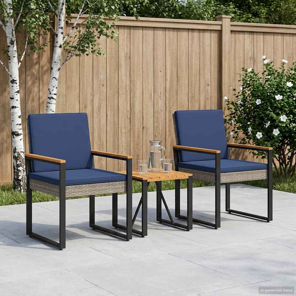 Gartenmöbel Set 3 Pcs Poly-Rattan