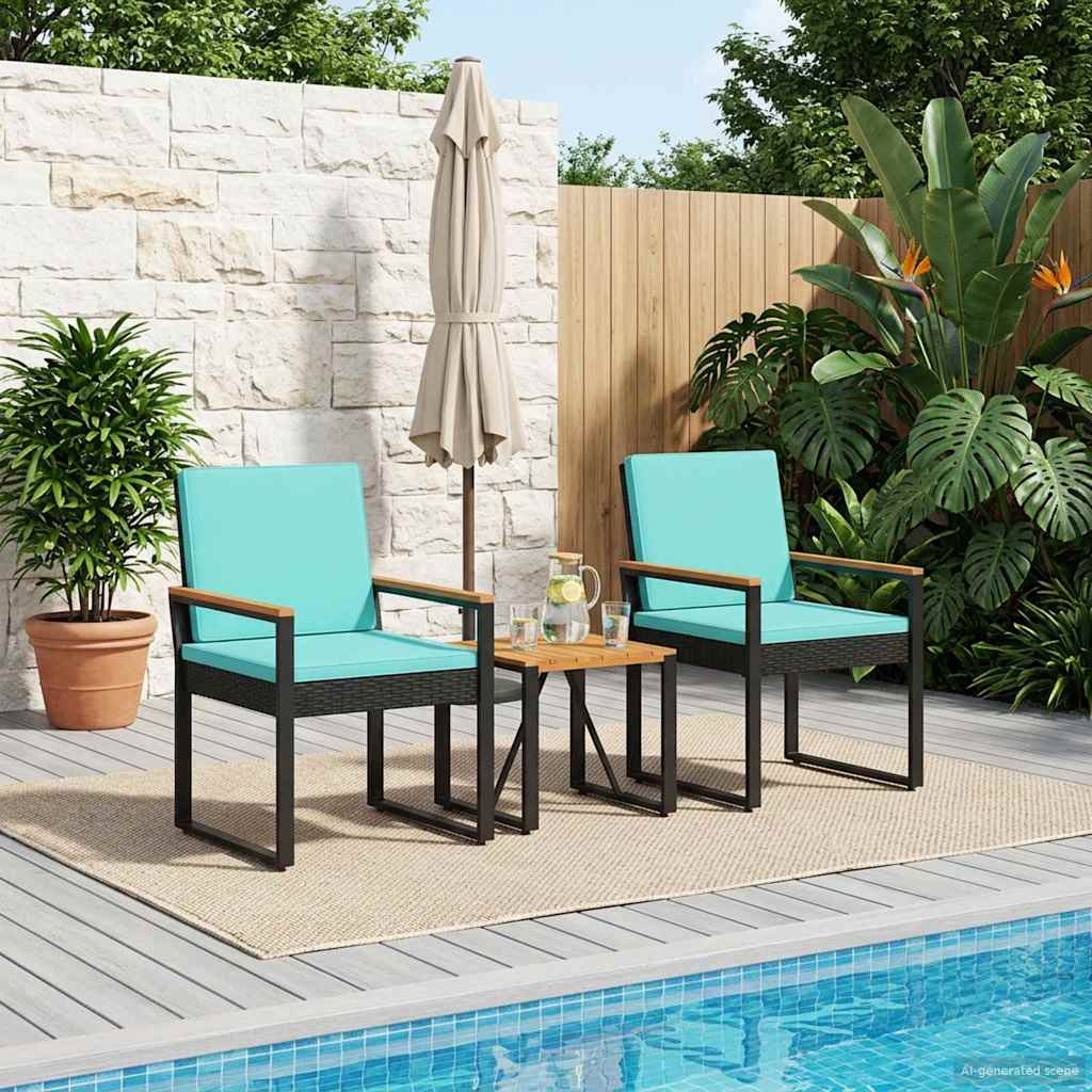Gartenmöbel Set 3 Pcs Poly-Rattan