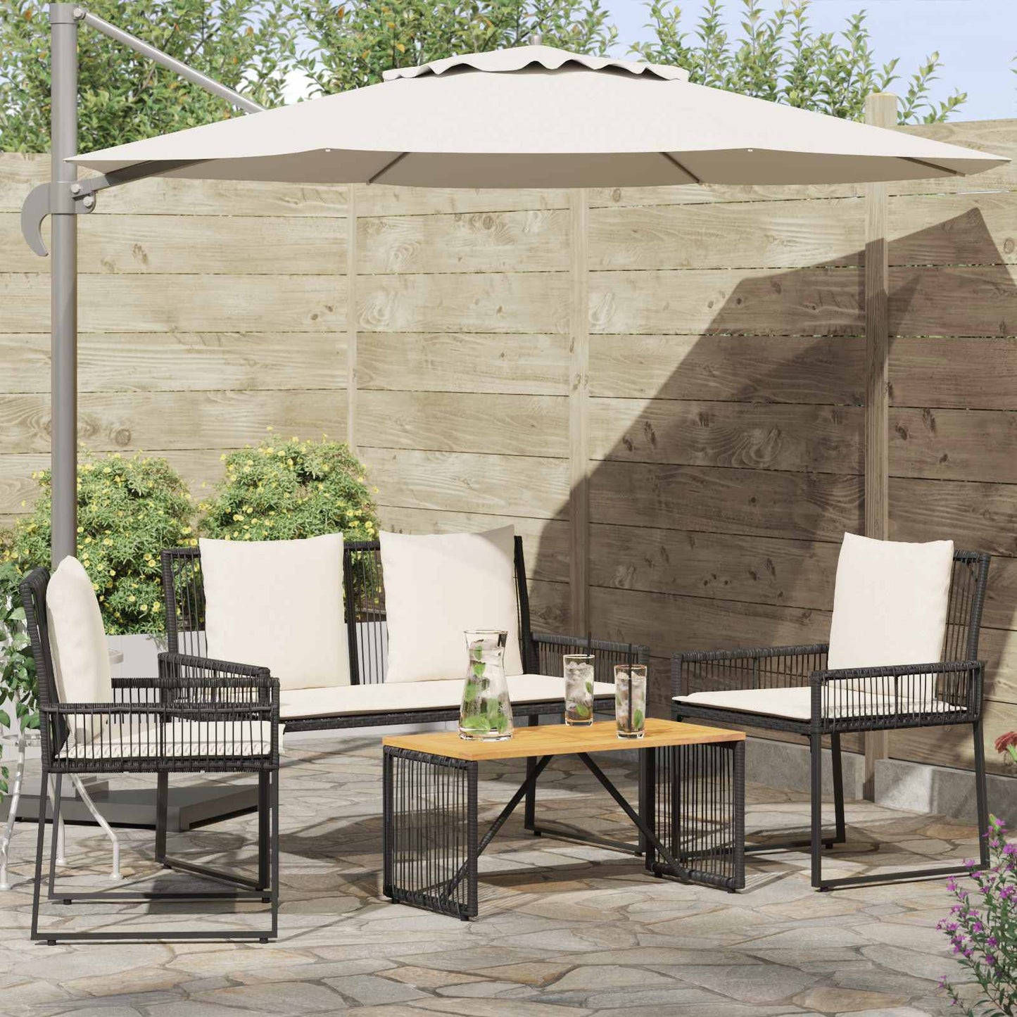 Gartenmöbel Set 7 Pcs Poly-Rattan