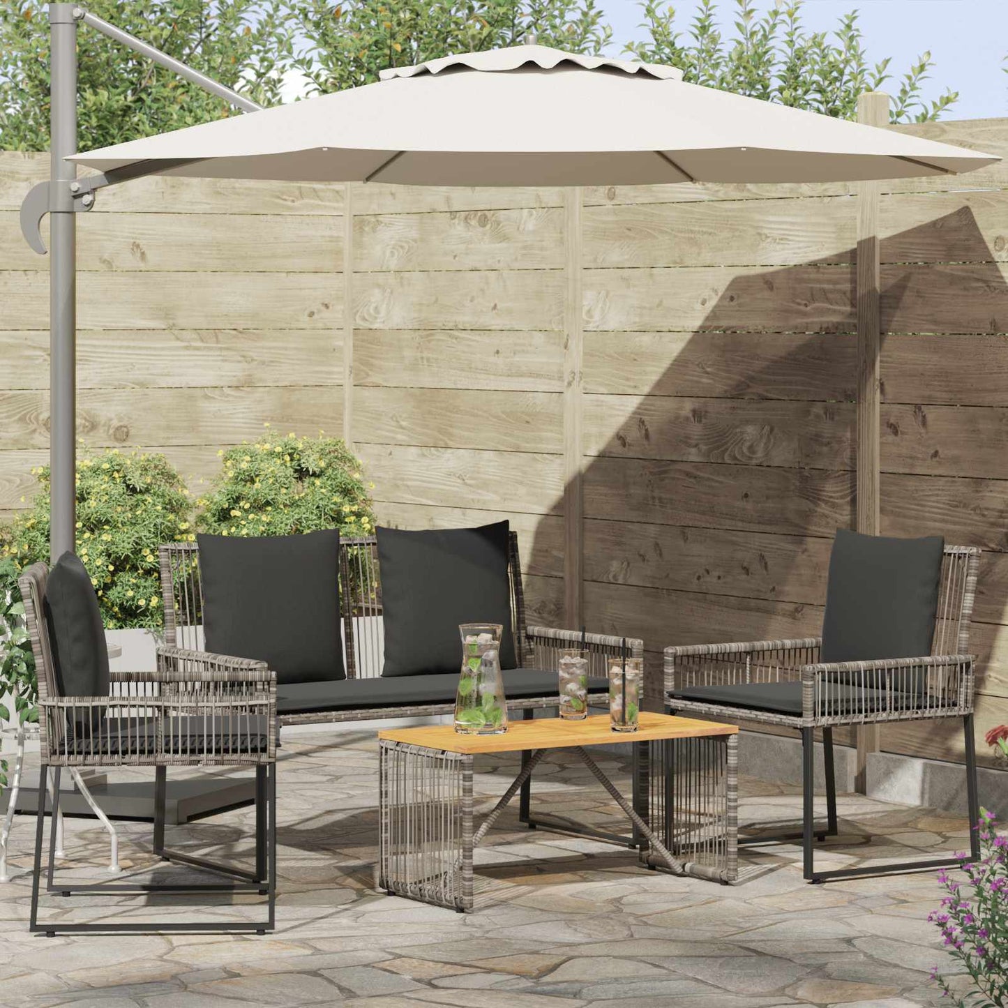Gartenmöbel Set 7 Pcs Poly-Rattan