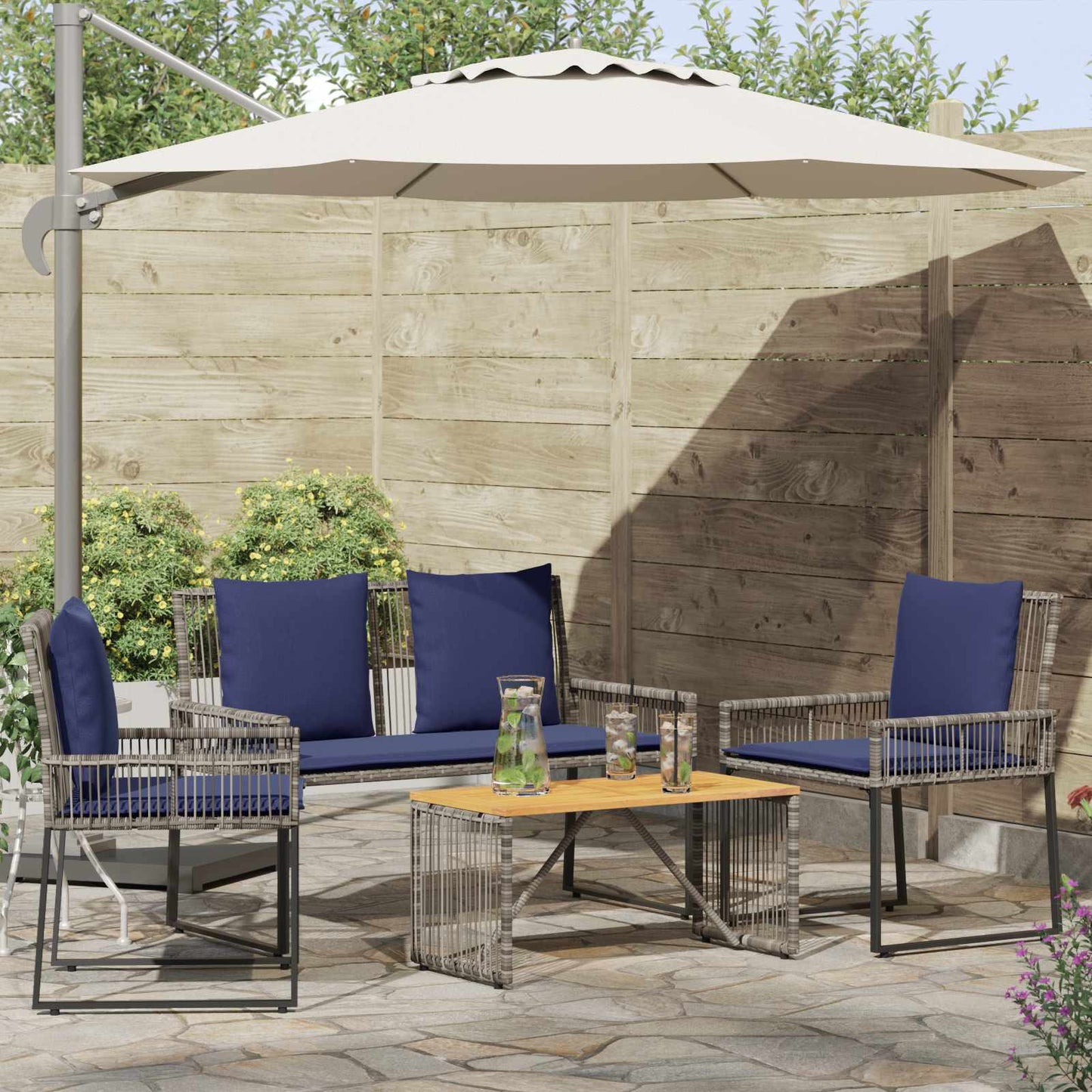 Gartenmöbel Set 7 Pcs Poly-Rattan