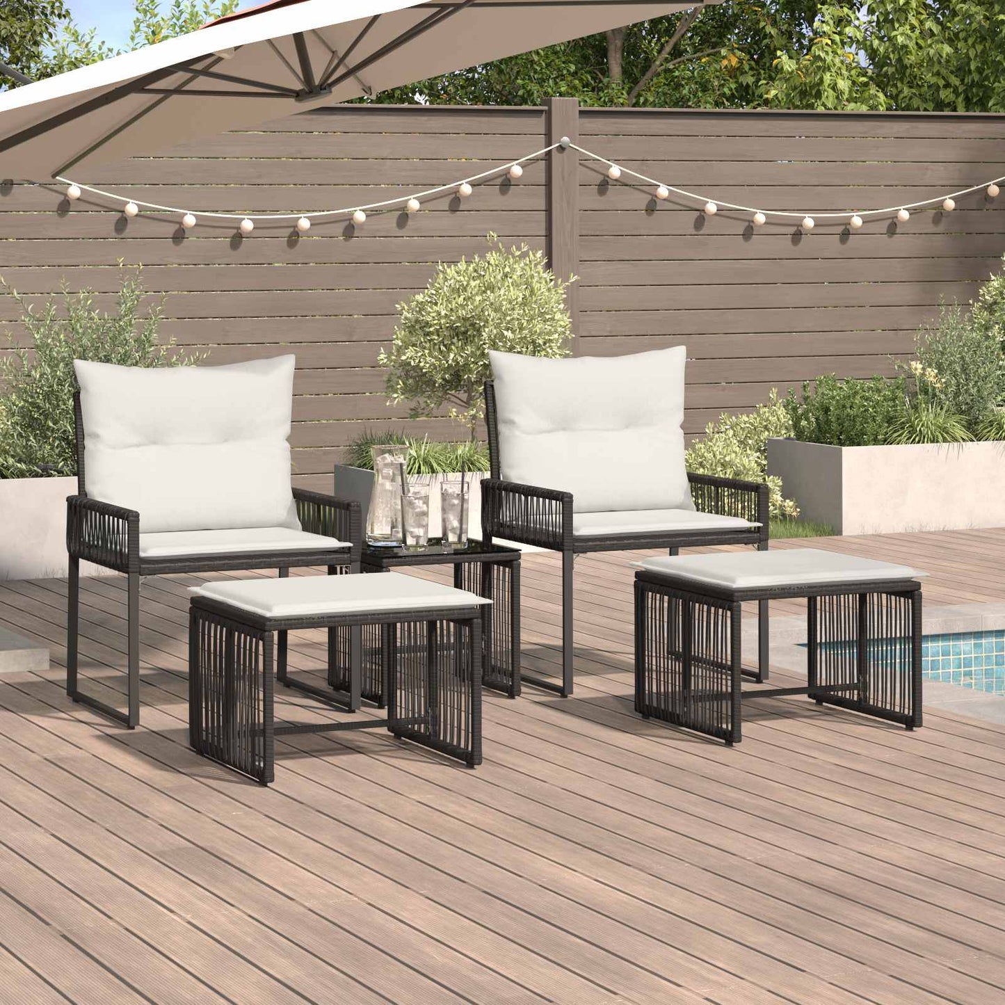 Gartenmöbel Set 7 Pcs Poly-Rattan