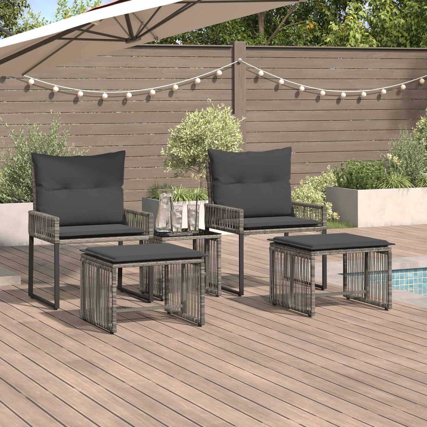 Gartenmöbel Set 7 Pcs Poly-Rattan