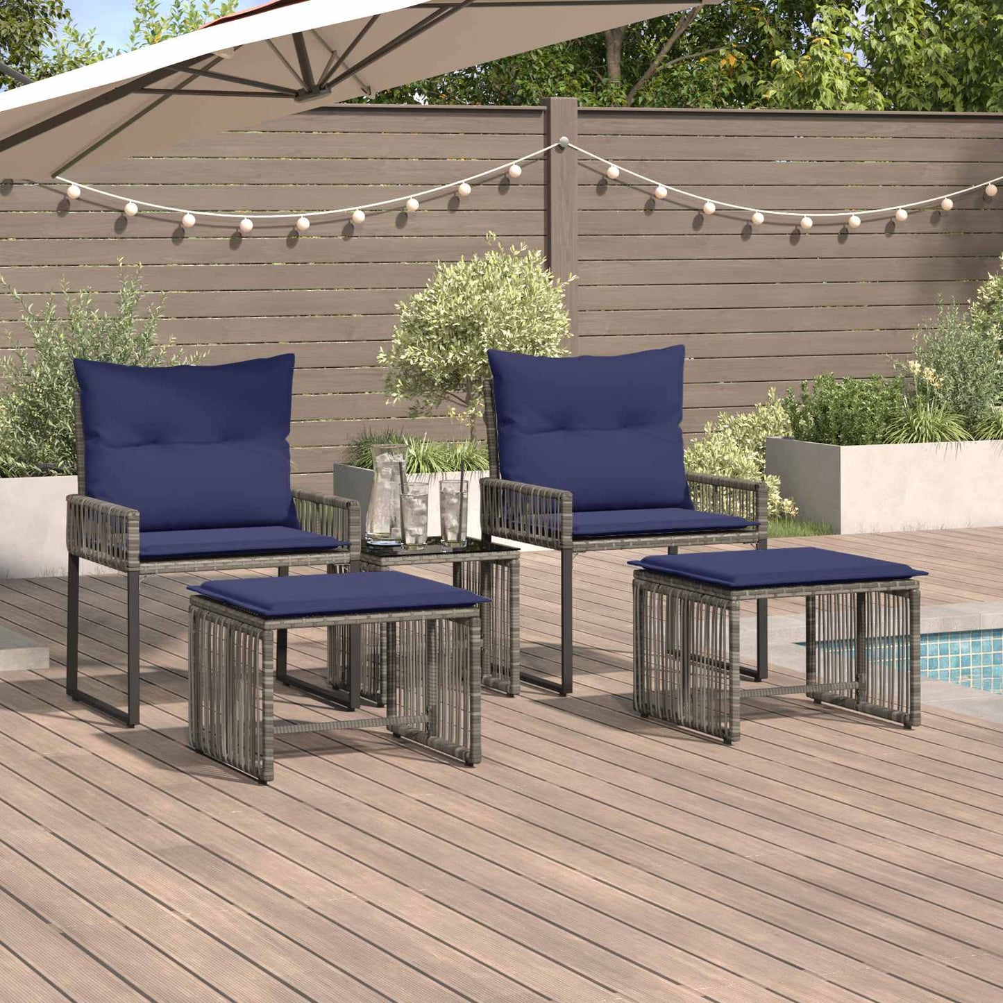 Gartenmöbel Set 7 Pcs Poly-Rattan