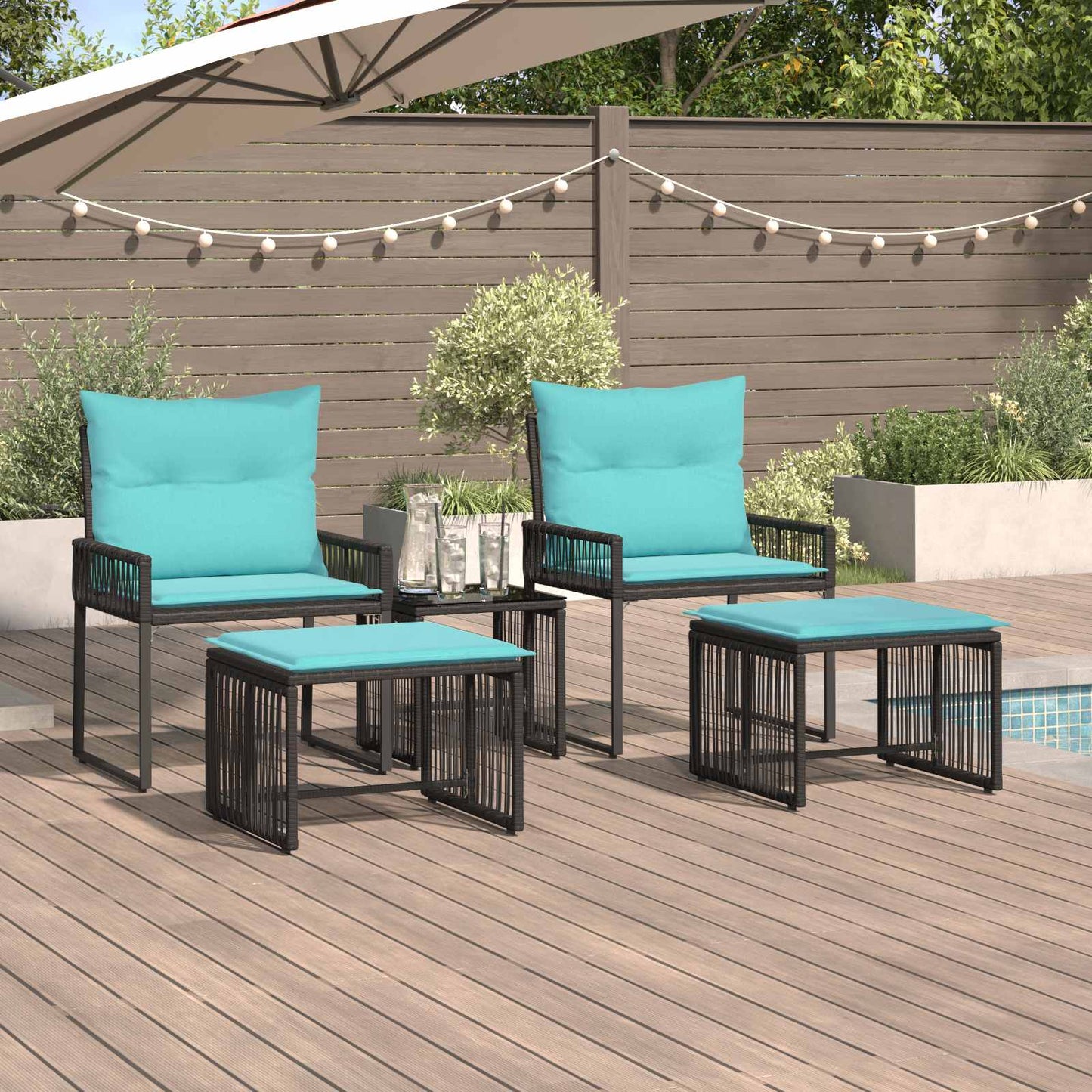 Gartenmöbel Set 7 Pcs Poly-Rattan