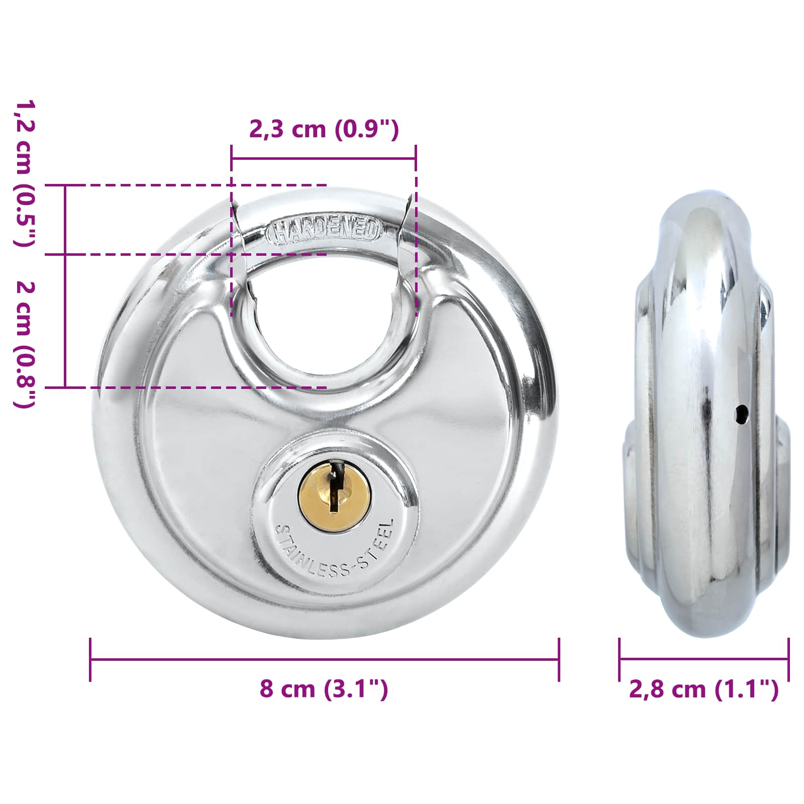 Diskusschlösser Mit Schlüsseln 2 Pcs Silber 8 X 2,8 X
