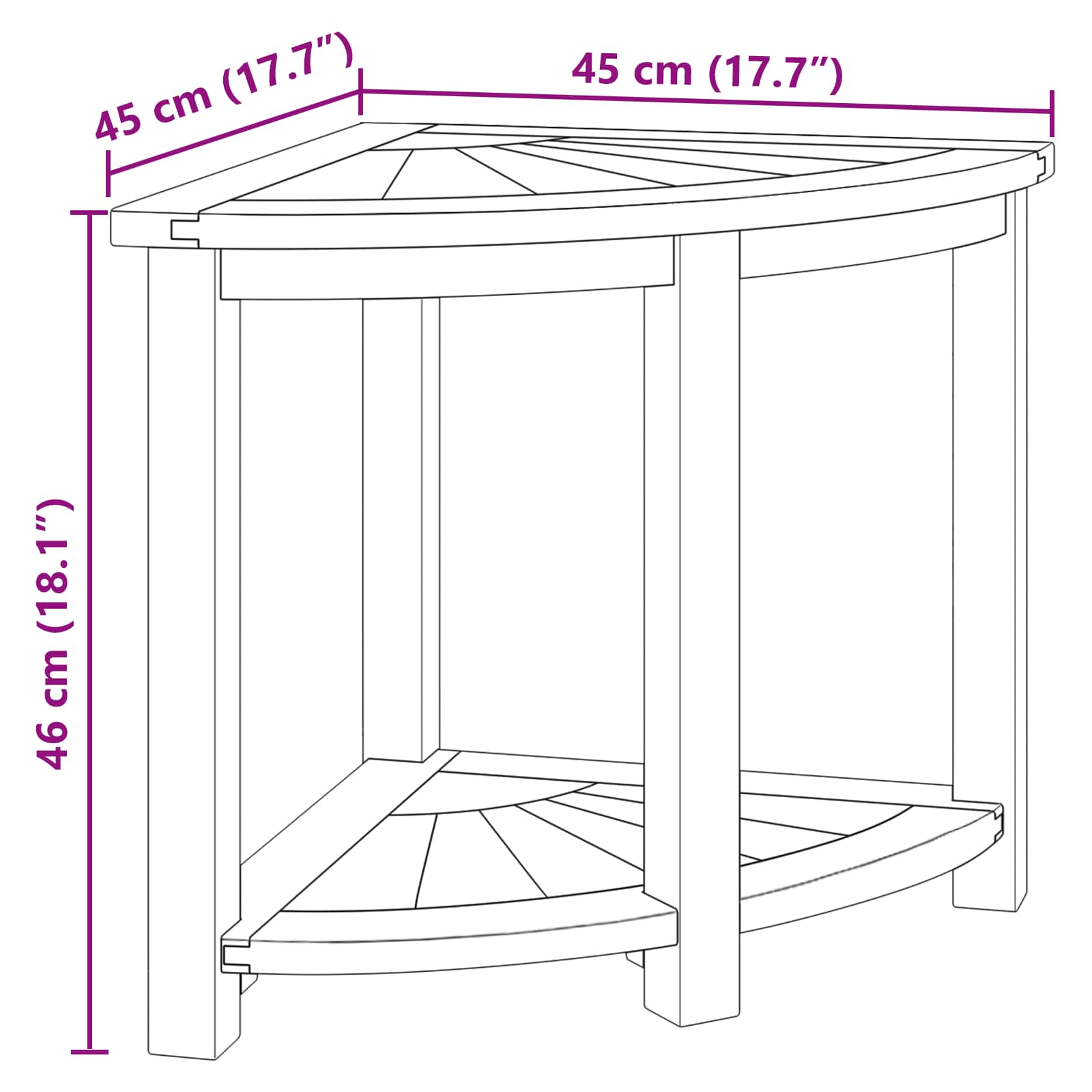 Bad Beistelltisch Natur 45 X 45 X 46 Cm Massivholz Teak