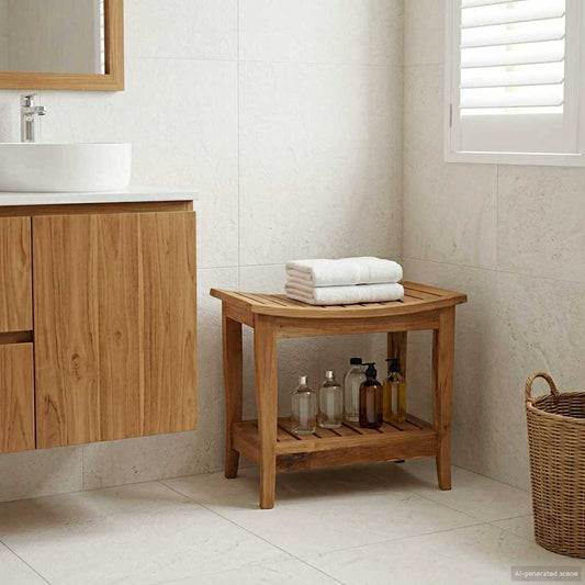 Bad Beistelltisch Natur 50 X 35 X 45 Cm Massivholz Teak