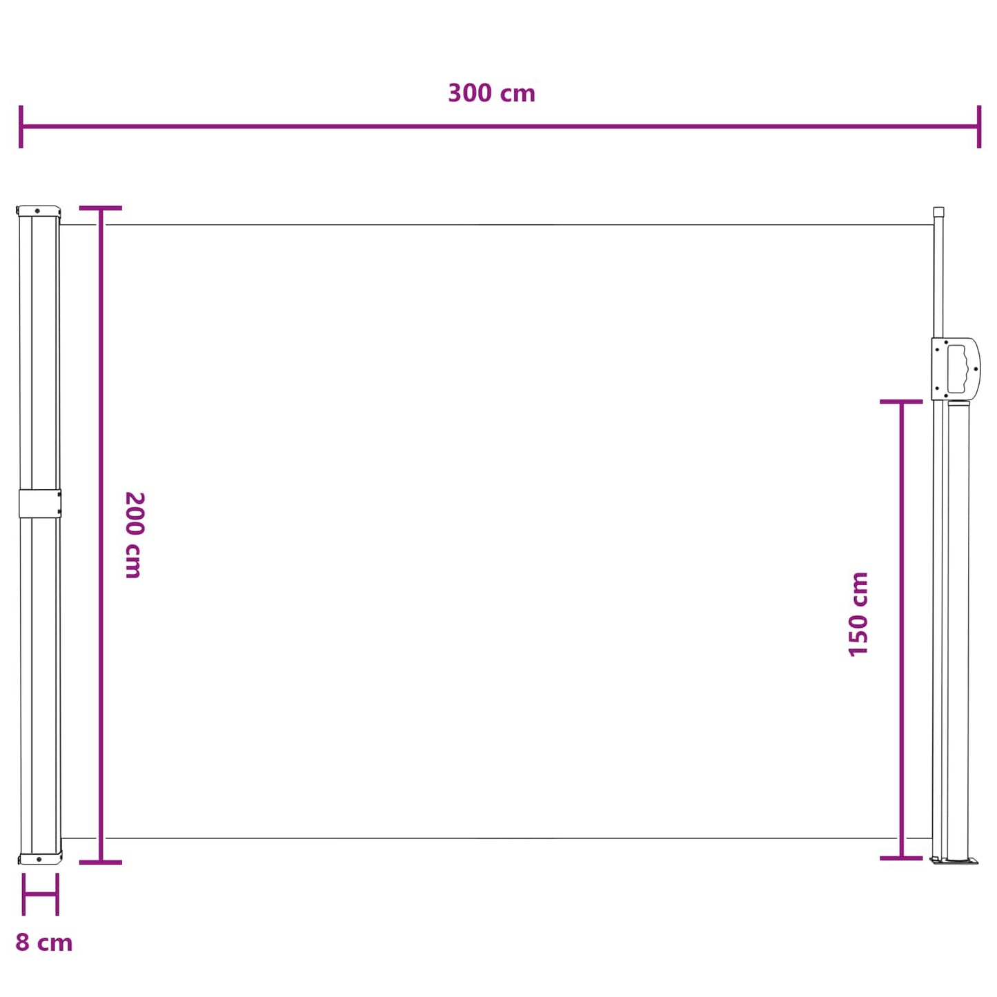 Ausziehbares Seitenmarkise 300 X 200 Cm Polyester Grau
