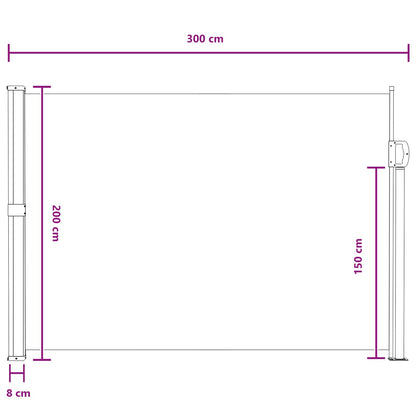 Ausziehbares Seitenmarkise 300 X 200 Cm Polyester Grau