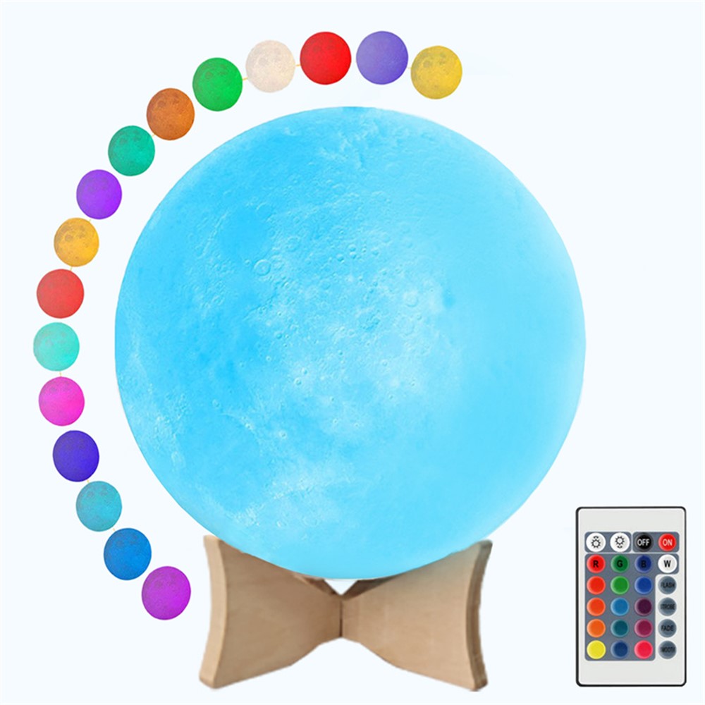 YOUOKLIGHT YK2302 5.9-inch 16 Colors 3D Moon Lamp Light, LED Night Light with Remote Touch Control and Dimming, USB Rechargeable