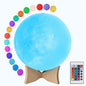 YOUOKLIGHT YK2302 5.9-inch 16 Colors 3D Moon Lamp Light, LED Night Light with Remote Touch Control and Dimming, USB Rechargeable