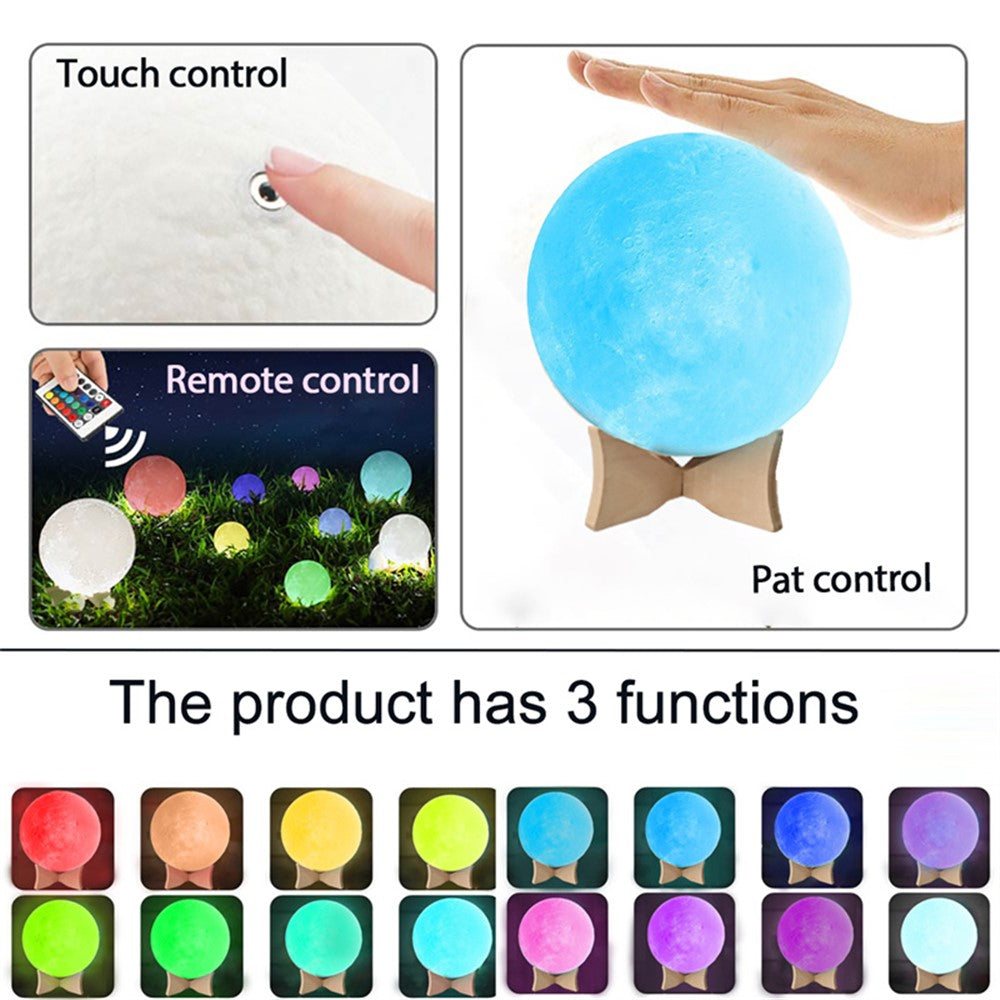 YOUOKLIGHT YK2302 5.9-inch 16 Colors 3D Moon Lamp Light, LED Night Light with Remote Touch Control and Dimming, USB Rechargeable